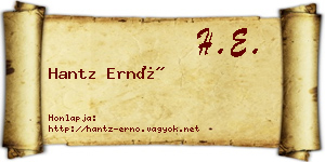 Hantz Ernő névjegykártya